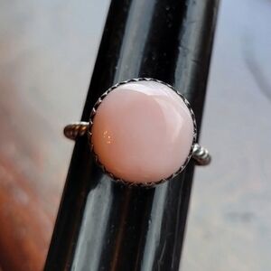 Southwestern Sterling Silver Handcrafted Pink Opal Ring Sz 8.75 Weighs 5g